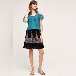 Anthropologie Maeve Tavin Open-Shoulder Blouse